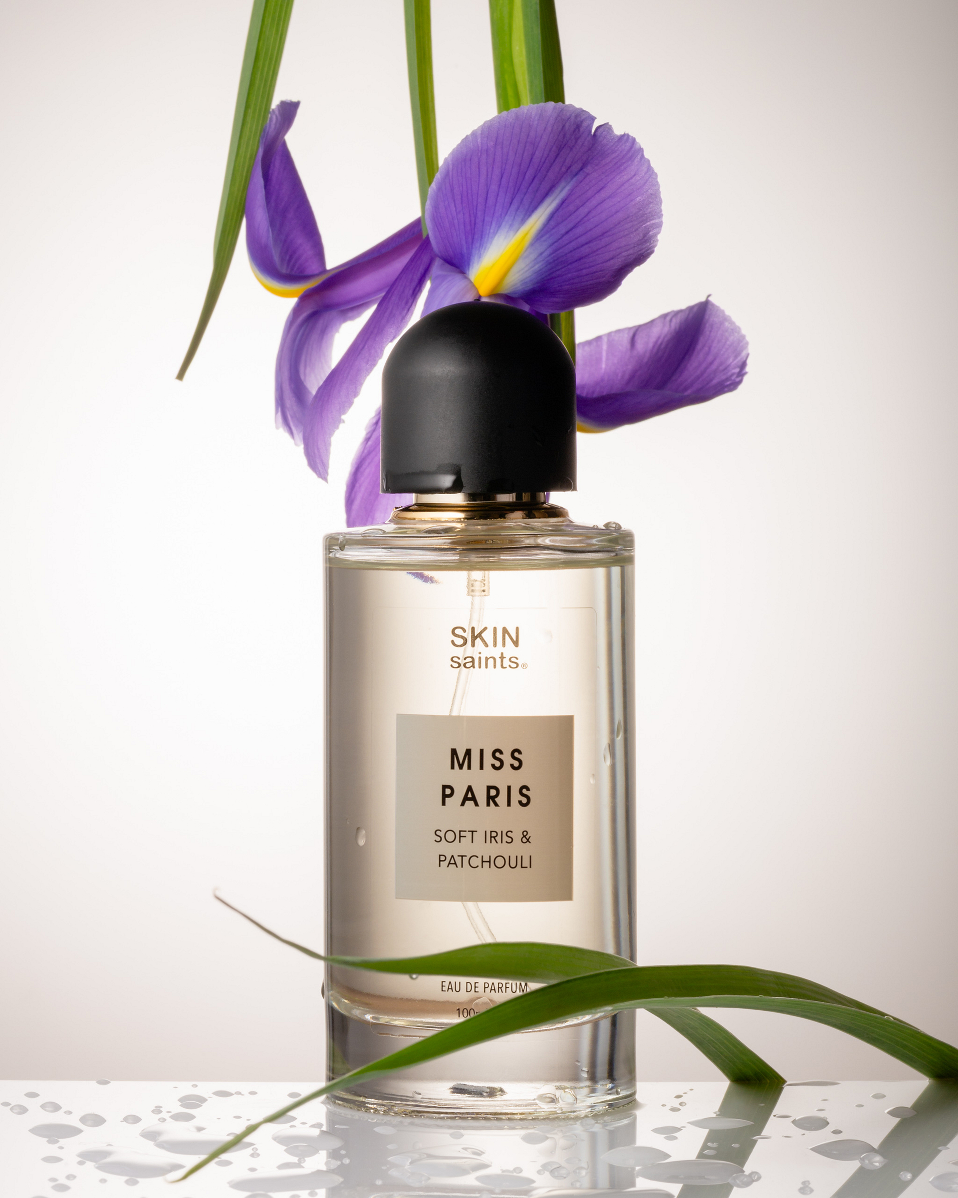 Perfume bottle and iris